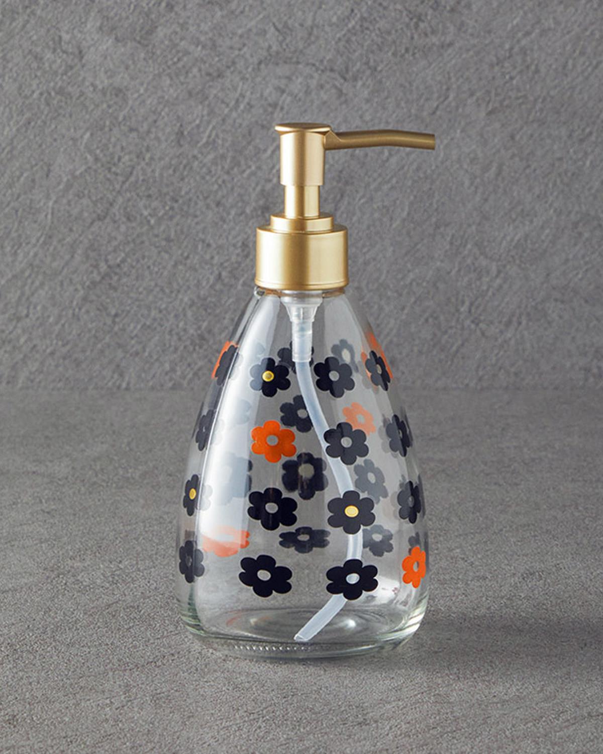 Flowers Glass Liquid Soap Dispense Gold