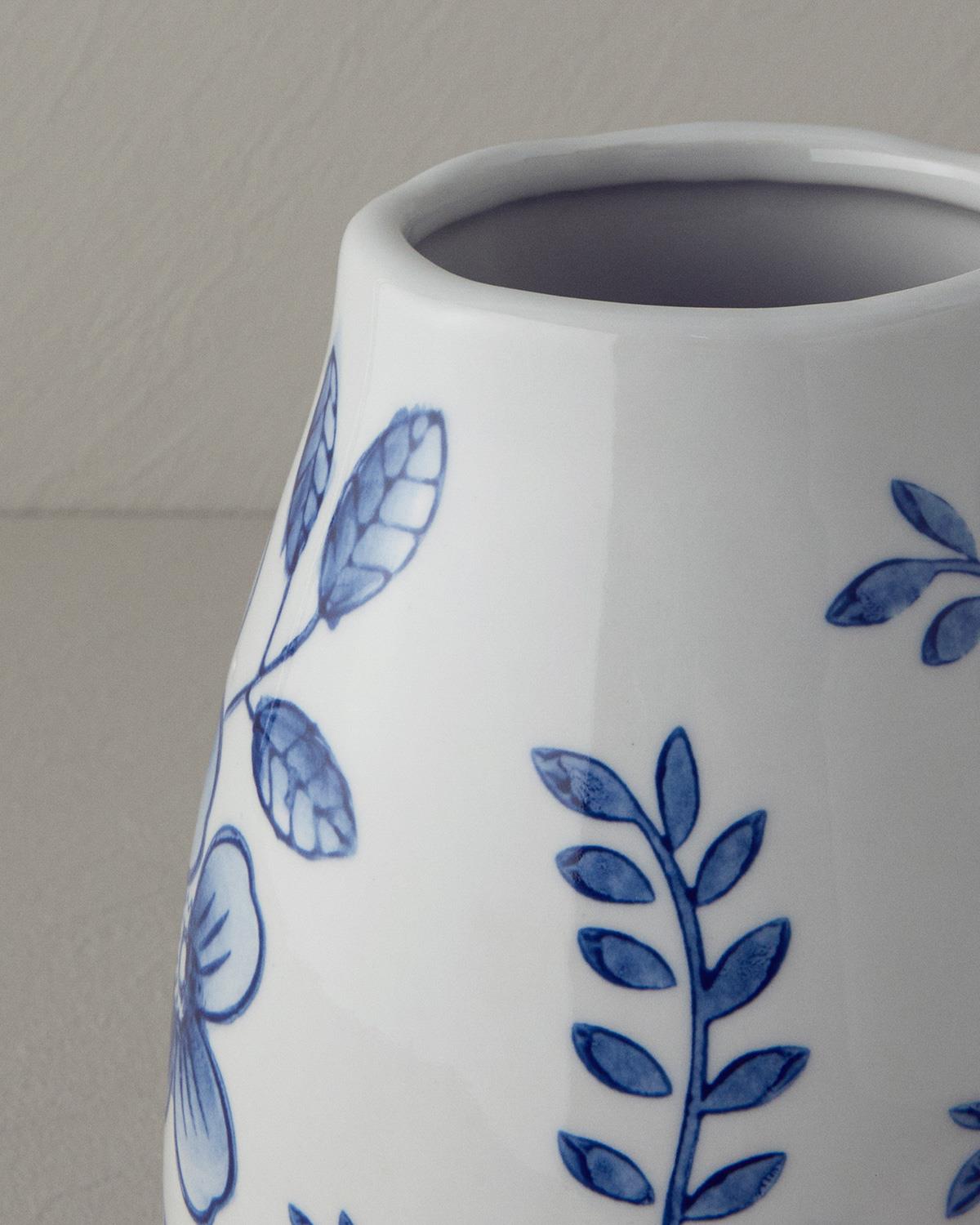 Ginny Vase 34 cm White - Blue