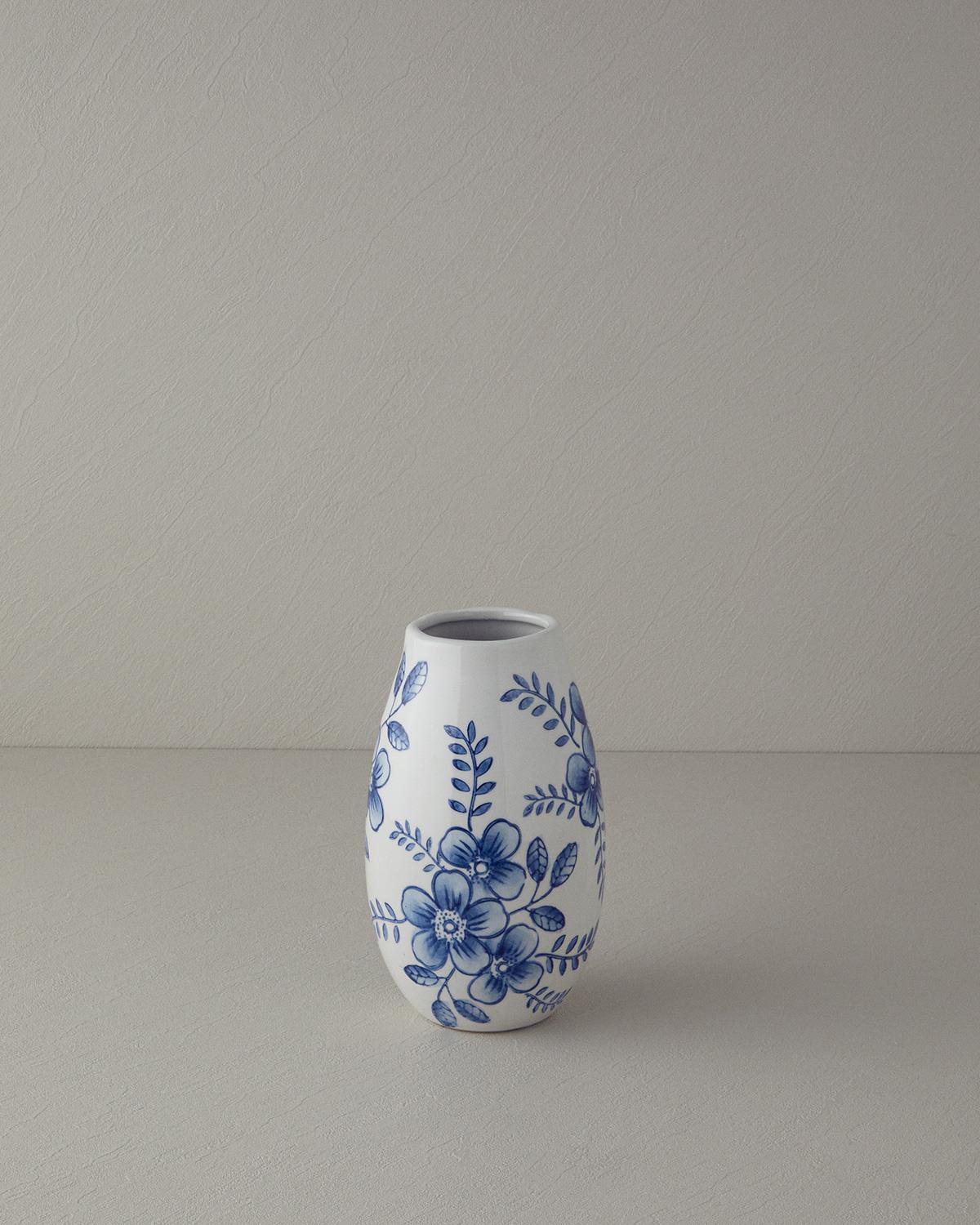 Ginny Vase 34 cm White - Blue