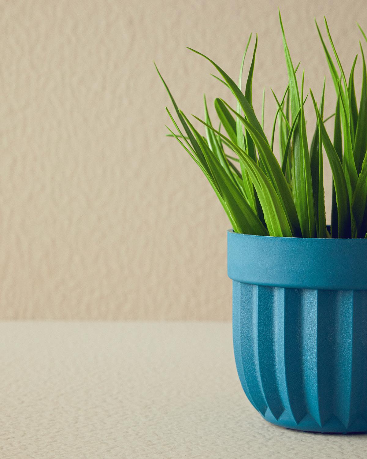 Grass Изкуствено Цвете С Ваза 13x13x18 см Син