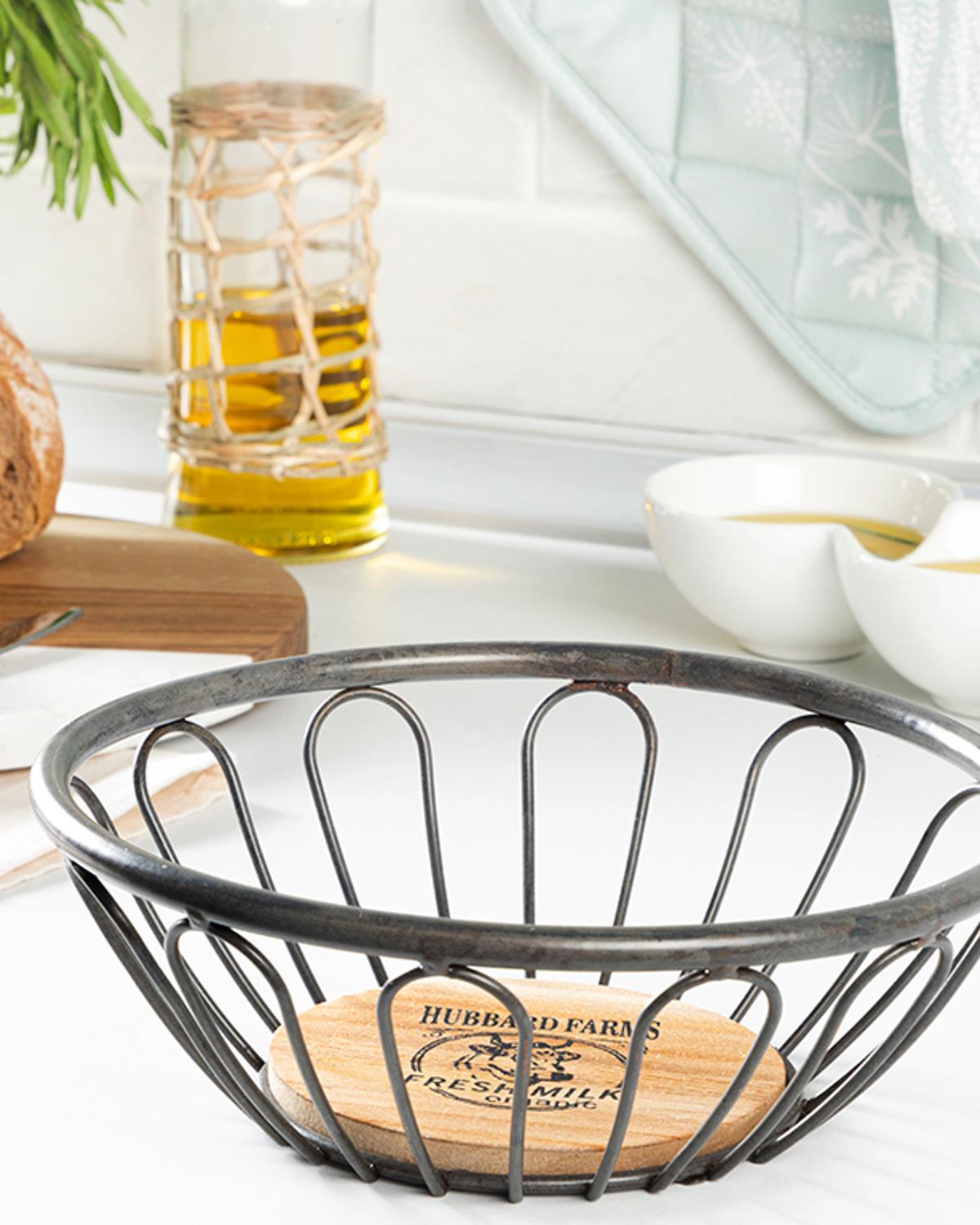 Holly 93% Metal 7% Mdf Bread Basket 20x8 cm Anthracite