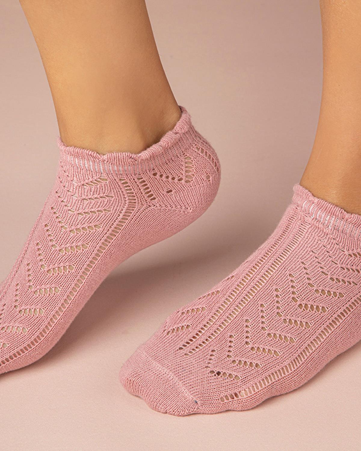 Jade Cotton Women Ankle Socks 36-40 Rose Color