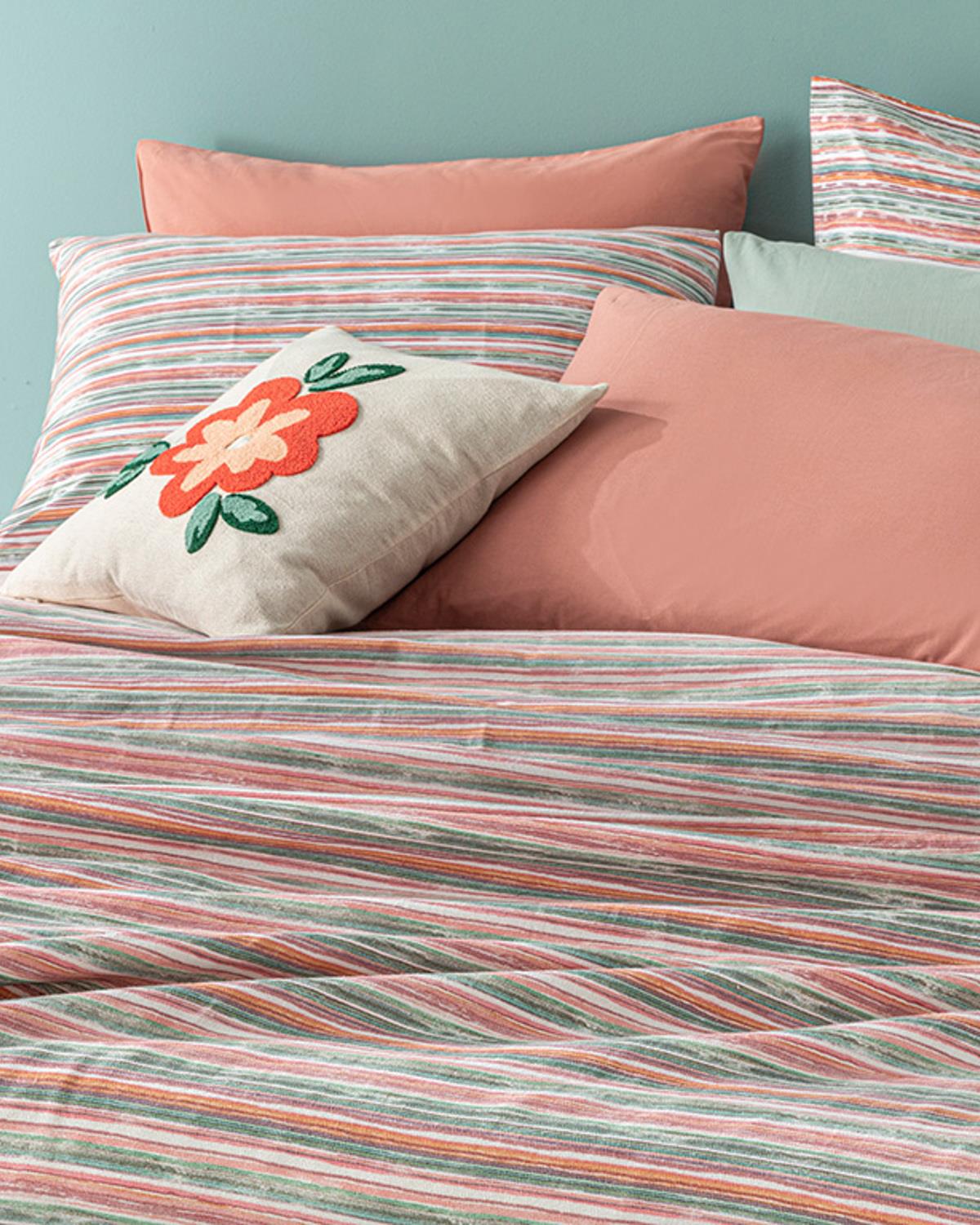 Jardin Aquarelle Printed Double Person Summer Blanket 200x220 cm Juniper Green - Amber
