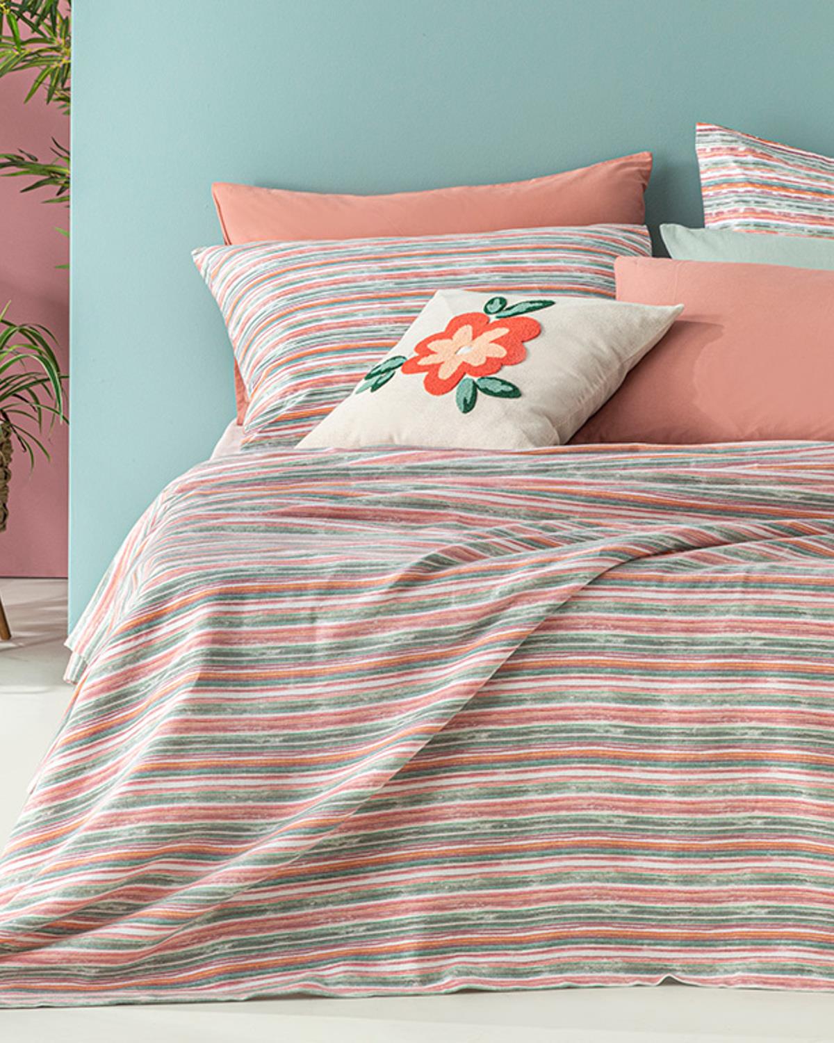 Jardin Aquarelle Printed Double Person Summer Blanket 200x220 cm Juniper Green - Amber