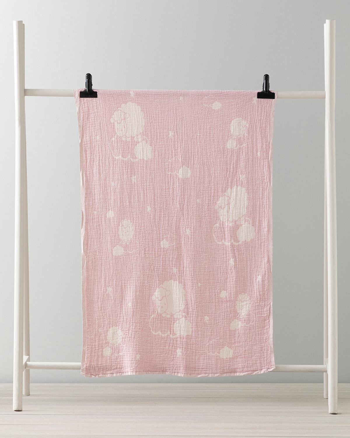 Kuzu Cotton Girls Baby Blanket 80x120 cm Pink
