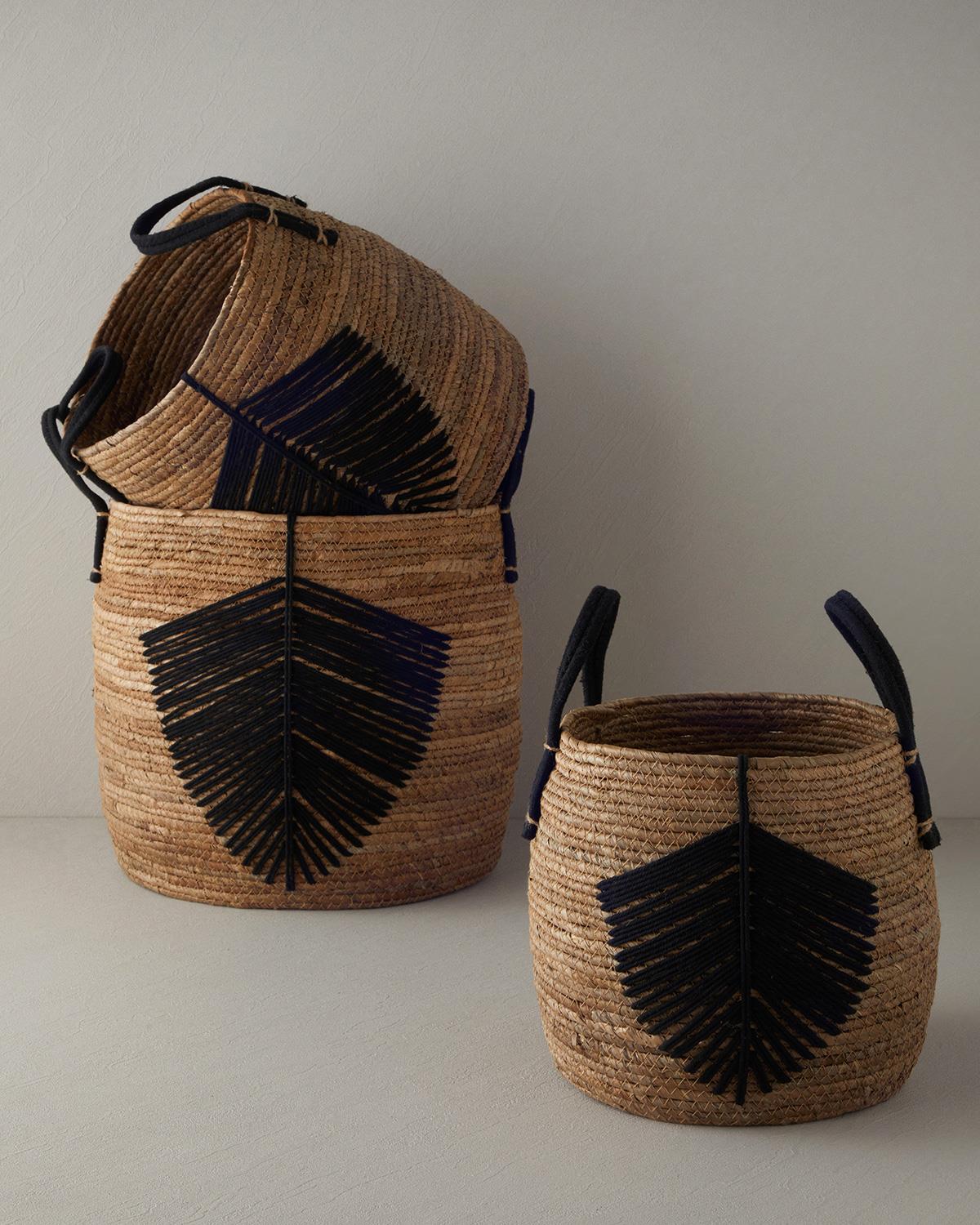 Leafy Wicker Basket 38x28x20 cm Dark Brown