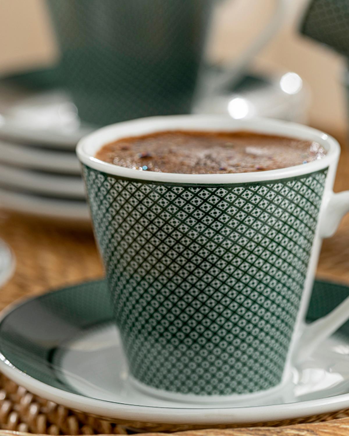 Lilia Porcelain 12 Pieces 6 Servings Coffee Cup Set 80 ml Green