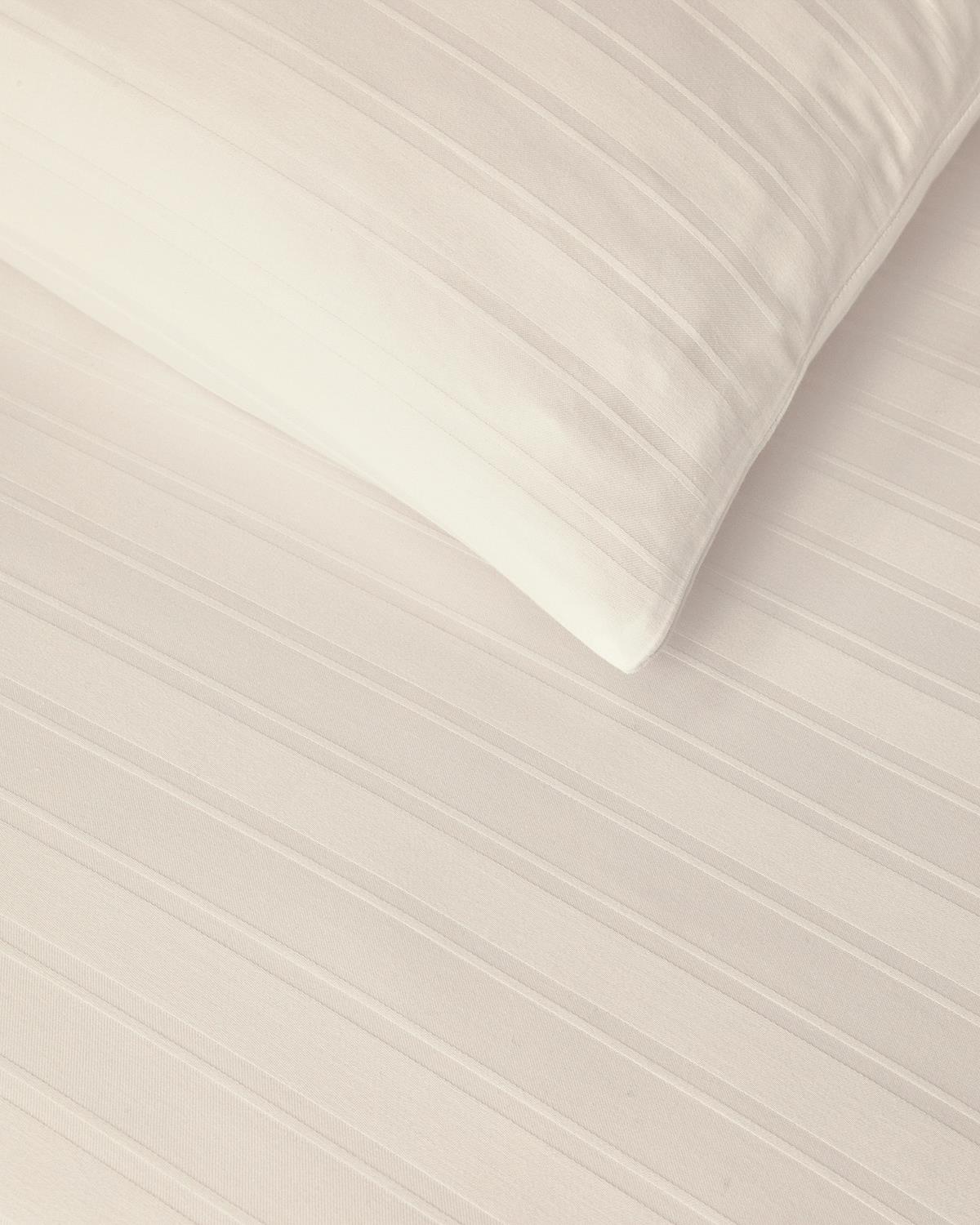 Lior Jacquard Striped Cotton Satin King Size Duvet Cover Set 240x220 cm Ivory