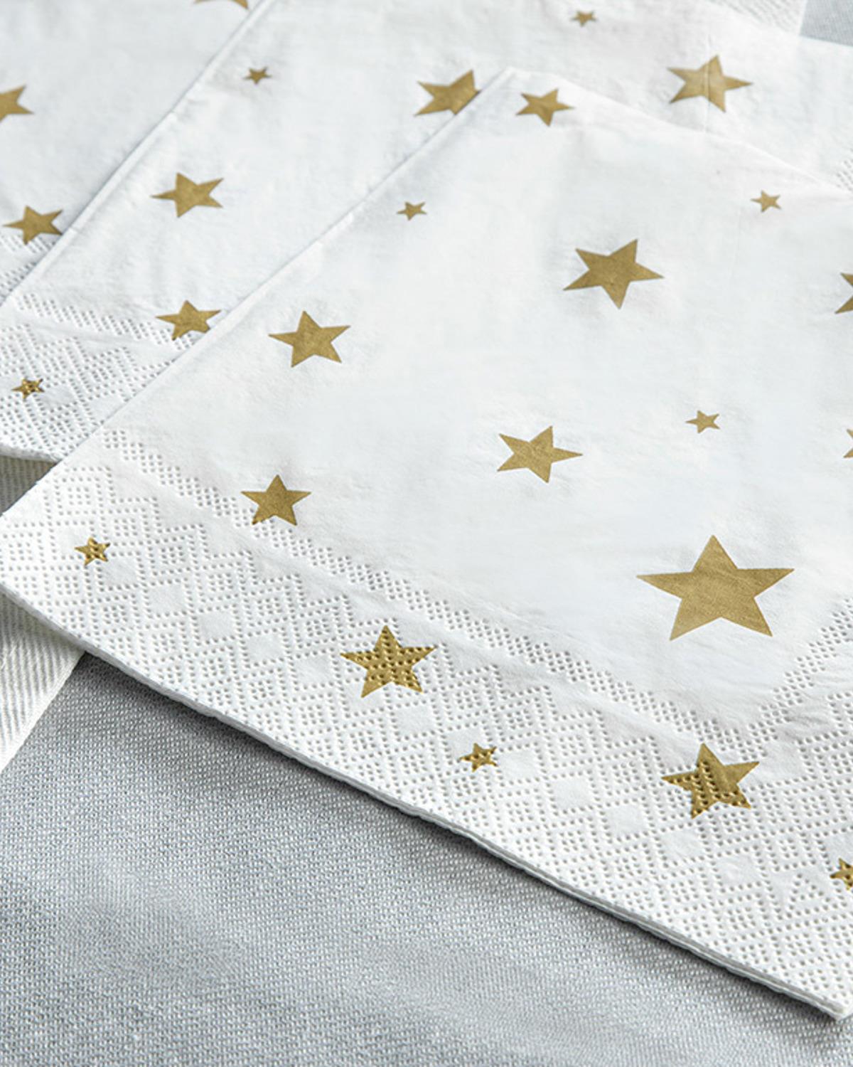 Little Gold Stars Paper 20 Set Tissue Napkin 33x33 cm Gold