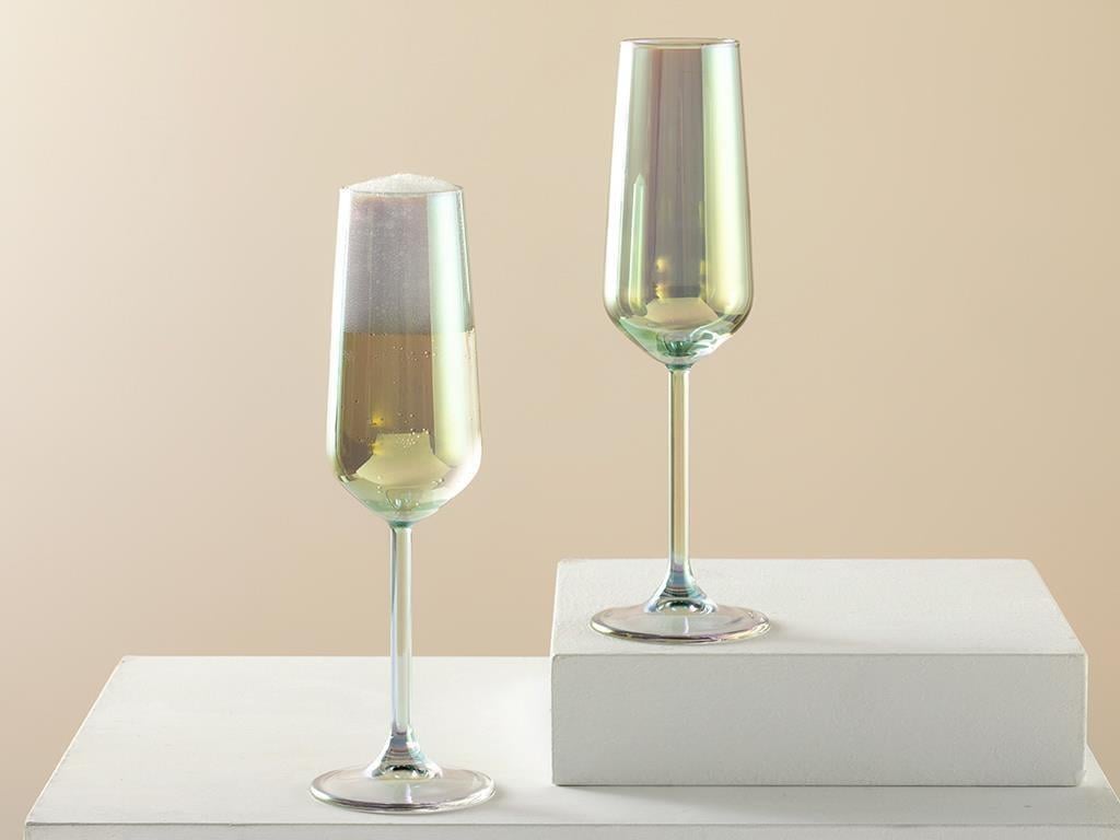 Lydia Glass 2 Pcs Champagne Glass 195 ml Green