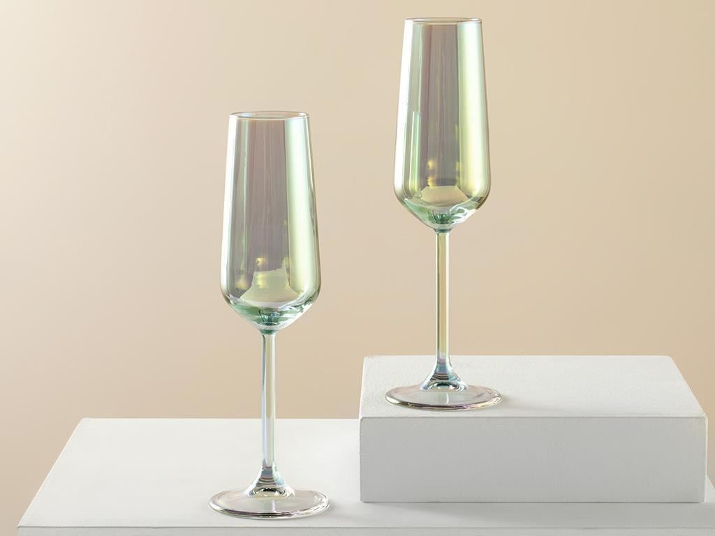 Lydia Glass 2 Pcs Champagne Glass 195 ml Green