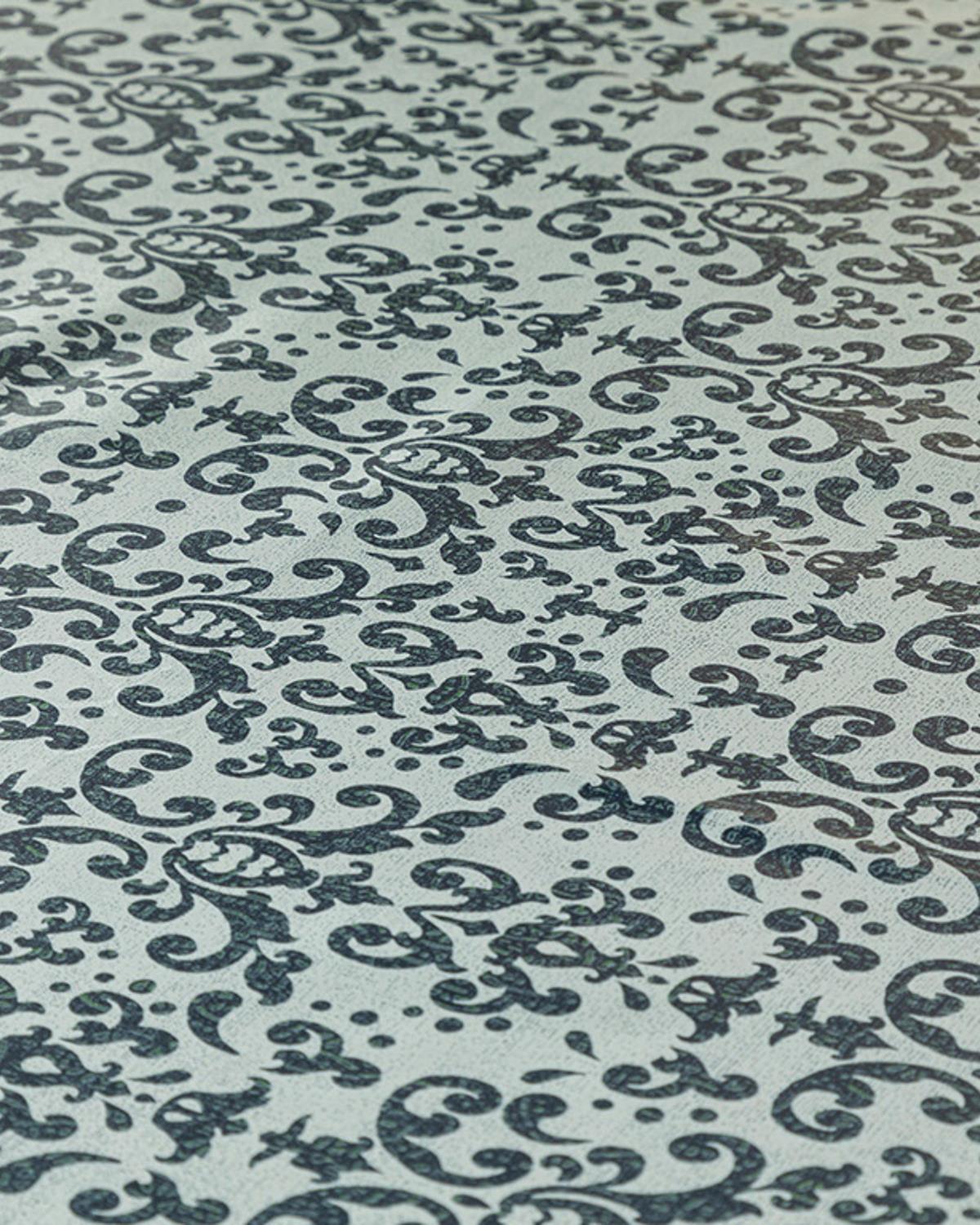 Majestic Damask PVC Table Cloth 140x200 cm Dark Blue