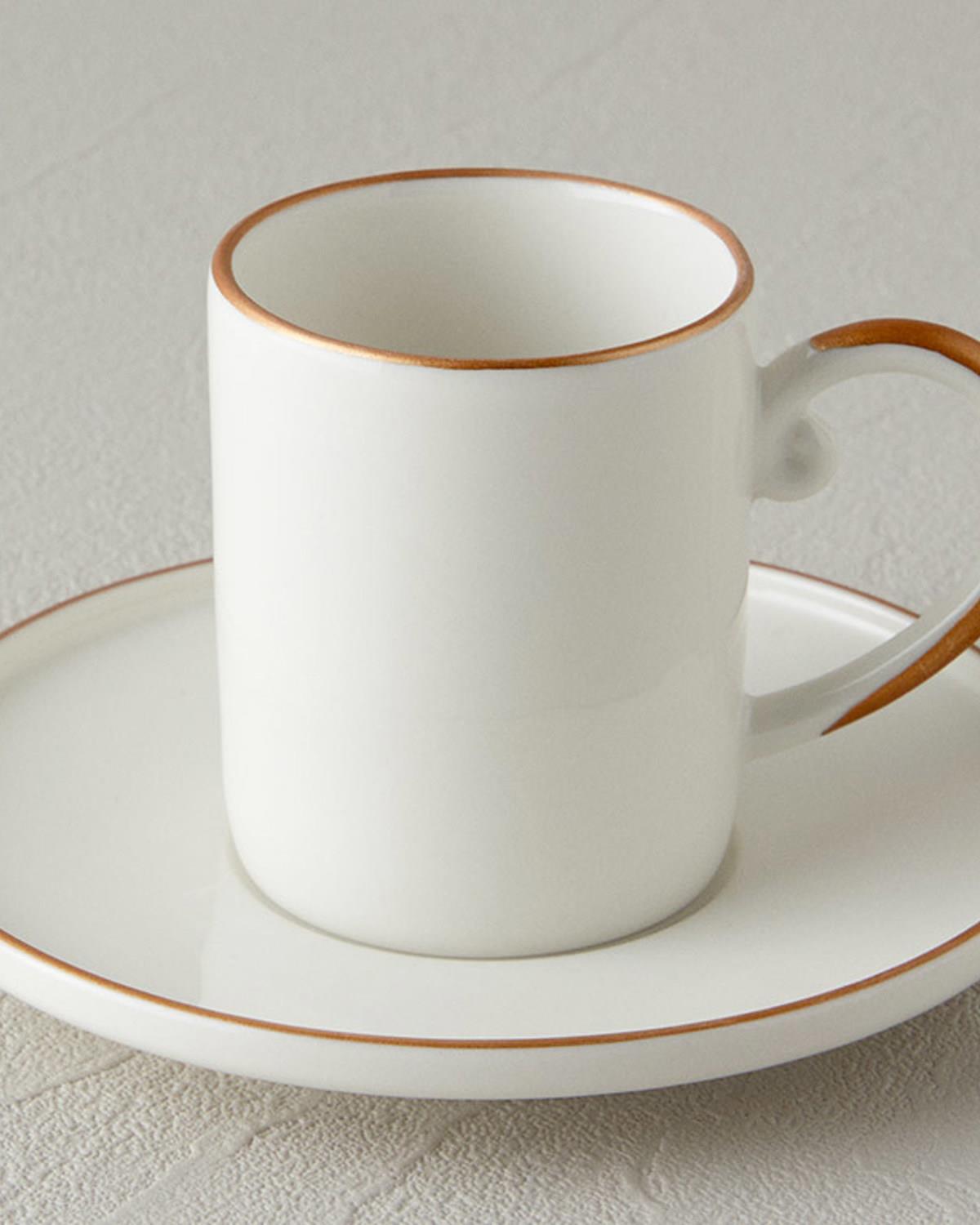 Marella Porcelain 12 Pieces 6 Servings Coffee Cup Set 85 ml Rose Gold