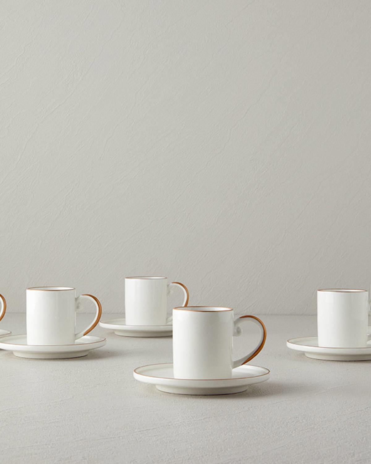 Marella Porcelain 12 Pieces 6 Servings Coffee Cup Set 85 ml Rose Gold