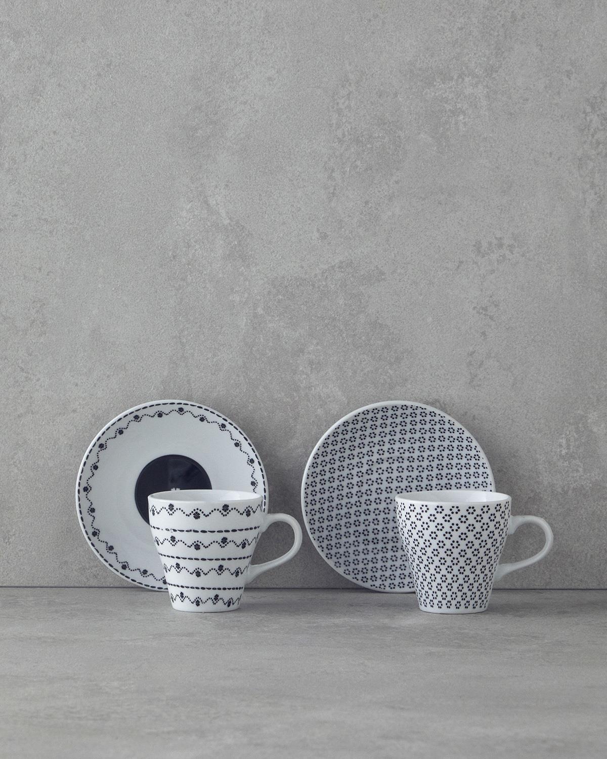 Margot Porcelain 4 Pieces 2 Servings Coffee Cup Set 80 ml Black