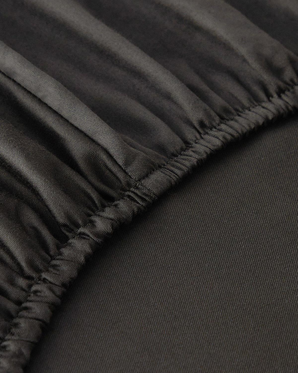 Micell Cotton Satin Double Size Fitted Sheet 160x200 cm Anthracite