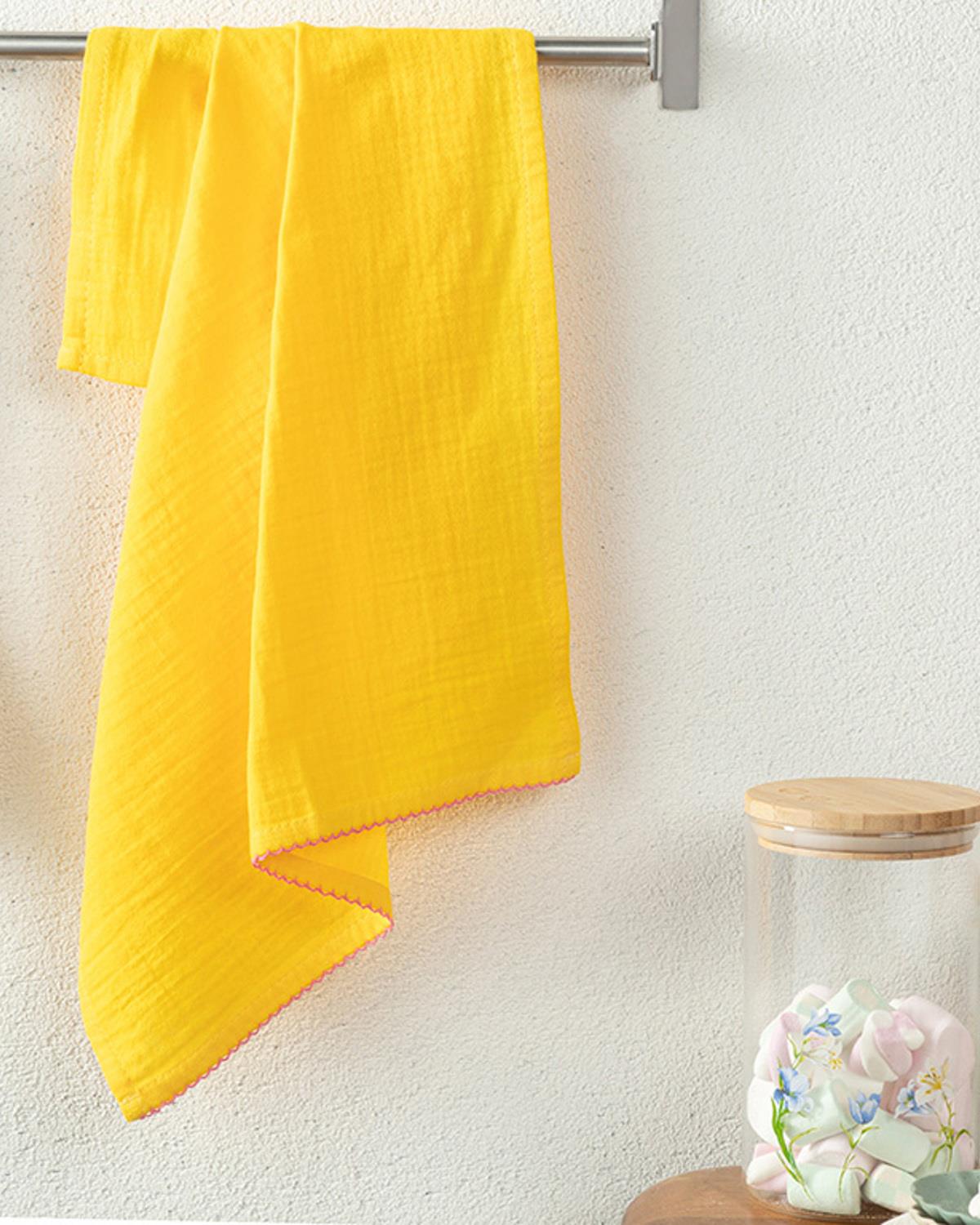 Müslin Cotton Crocheted Drying Cloth 40x60 cm Yellow