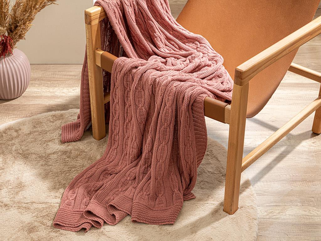 North Pole Knitwear Chair Shawl 130x170 cm Brick Red