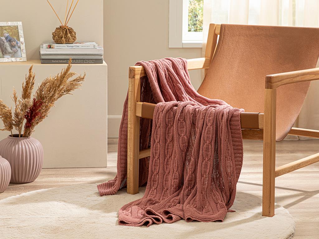 North Pole Knitwear Chair Shawl 130x170 cm Brick Red