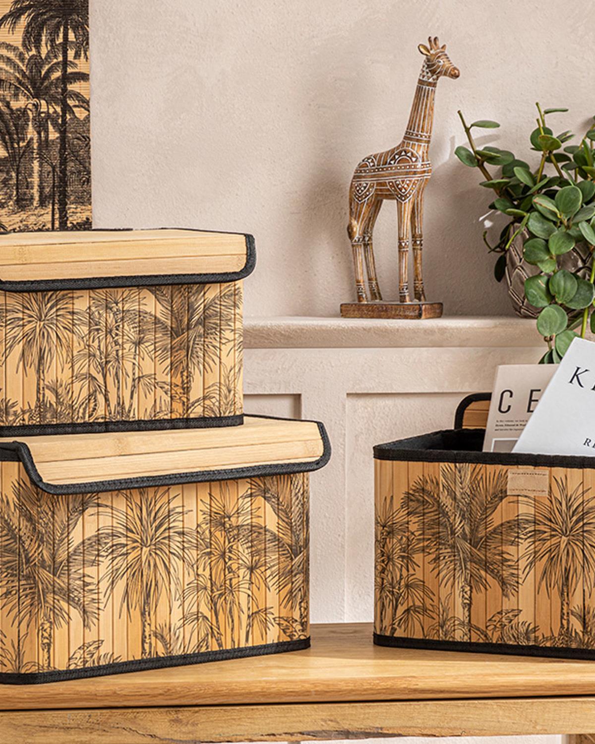 Palm Island Bamboo Storage Box 32x22x12 cm Natural - Black