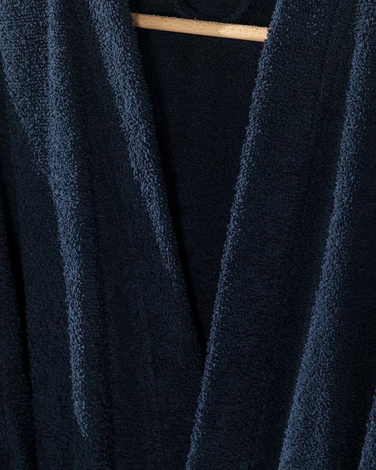 Plain Cottony set Bathrobe Set L-XL Dark Blue