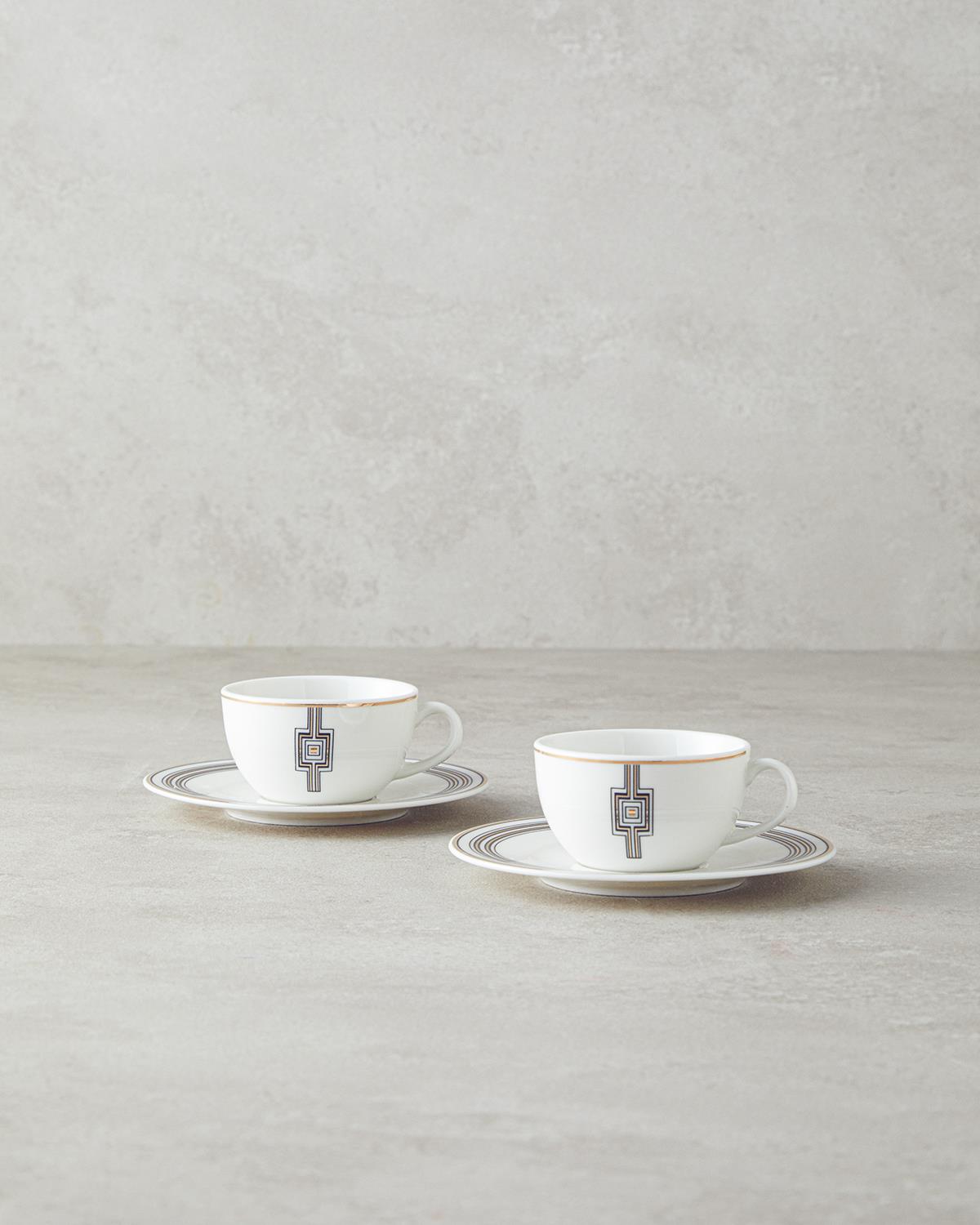 bone porcelain 4 Parça 2 Kişilik Coffee Cup Set 90 ml Black