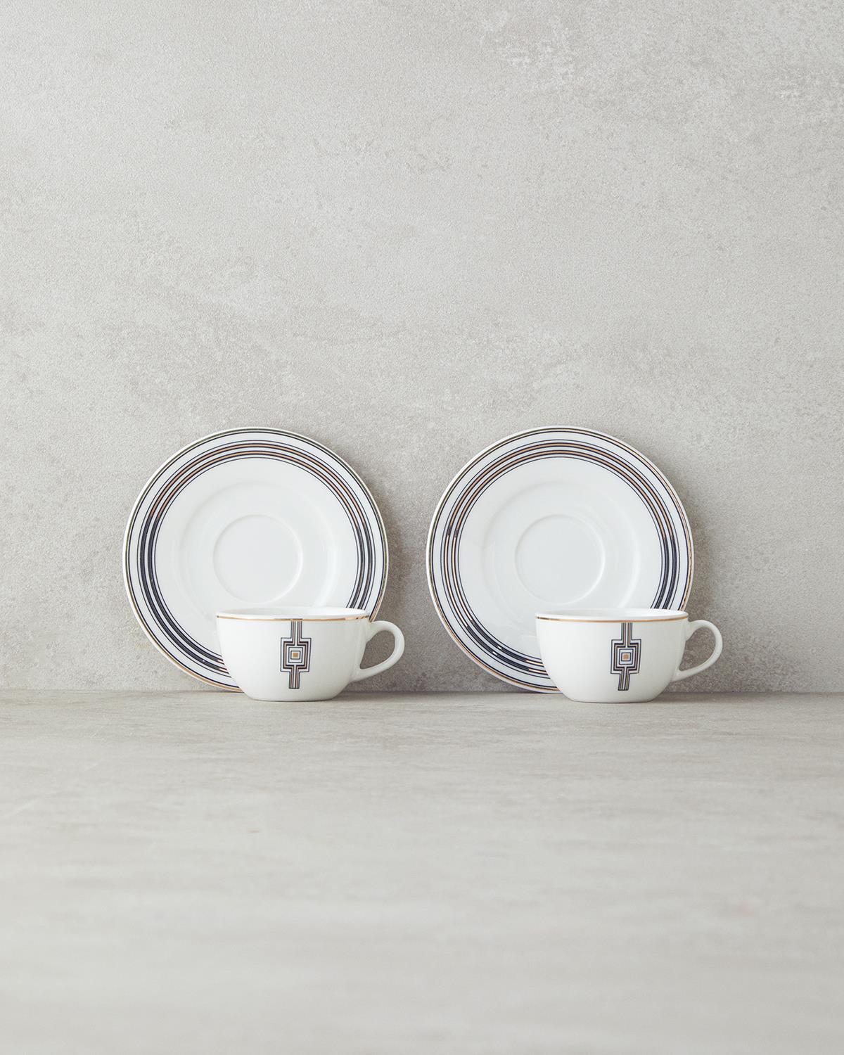 bone porcelain 4 Parça 2 Kişilik Coffee Cup Set 90 ml Black