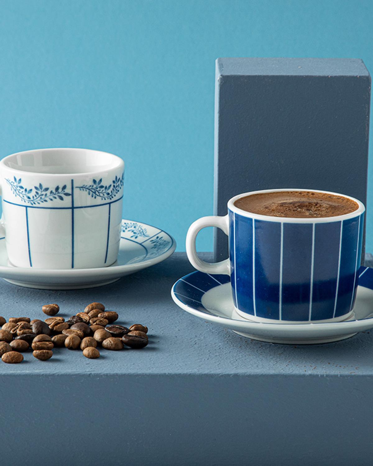Quella Porcelain 4 Parça 2 Kişilik Coffee Cup Set 80 ml Dark Blue