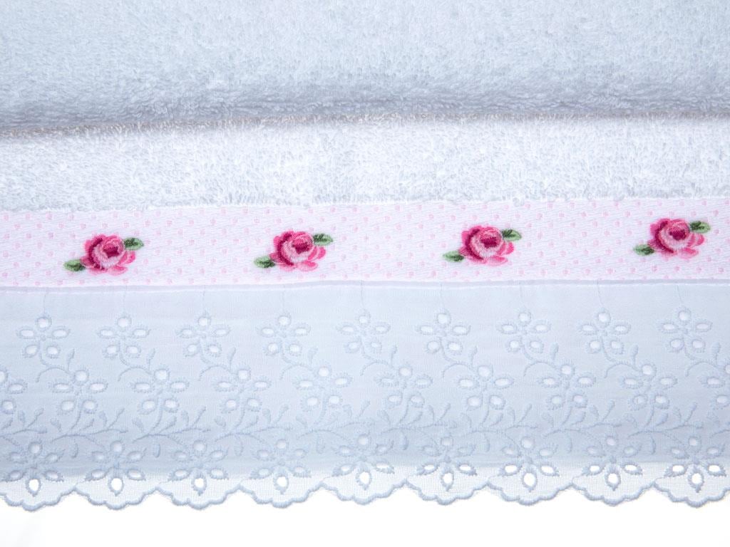 Rose Scroll ХАВЛИЯ ЗА ЛИЦЕ Орнаментна лента Бродирани 50x80 cm White