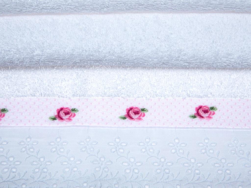Rose Scroll ХАВЛИЯ ЗА ЛИЦЕ Орнаментна лента Бродирани 50x80 cm White