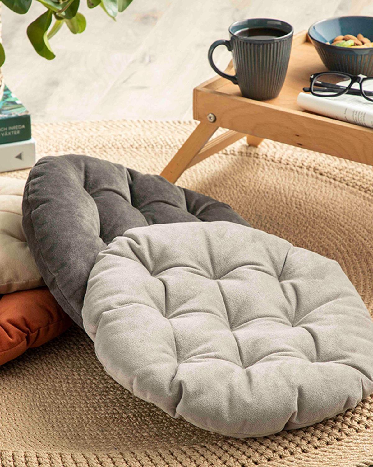 Sandy Round Velvet Armchair Cushion 40 cm Gray