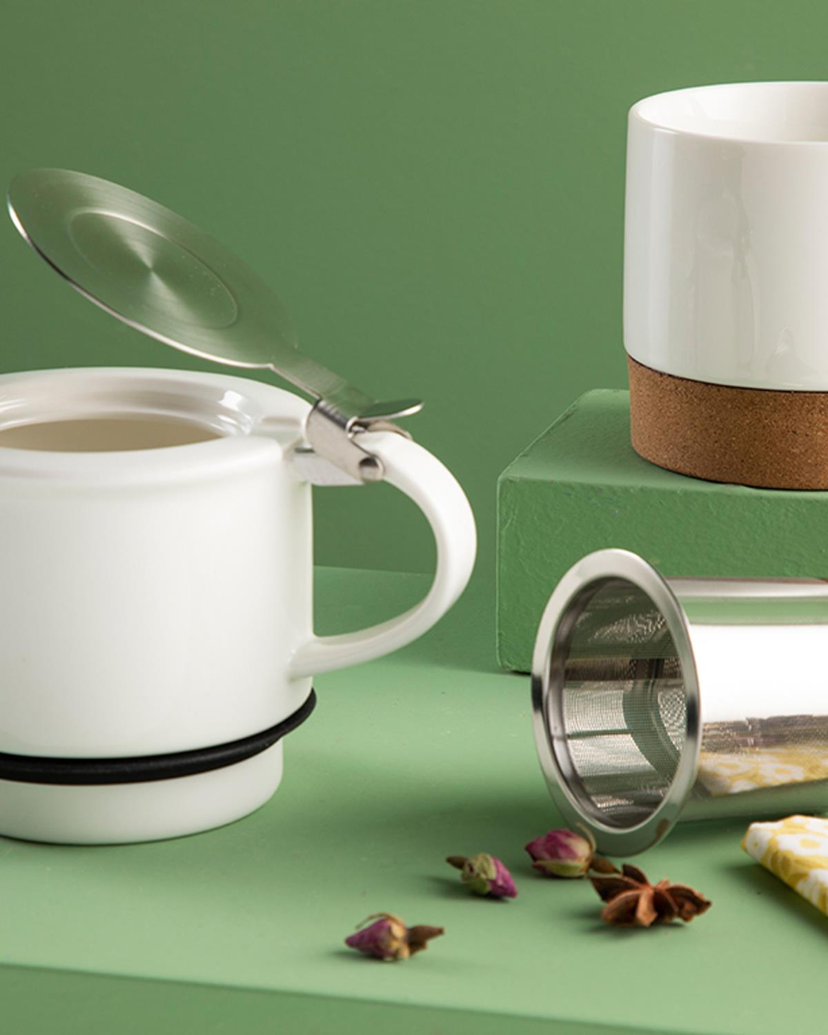 Simple Elegant Porcelain Pot Set 400 ml + 320 ml White