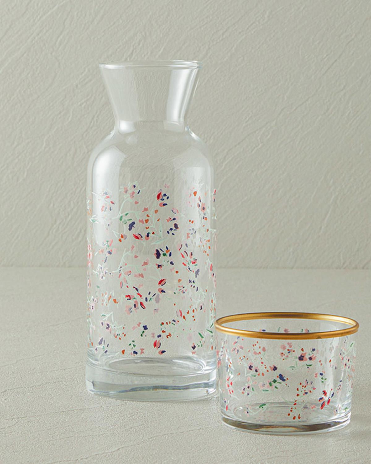 Glass Bedside Water Bottle 700 ml Pink
