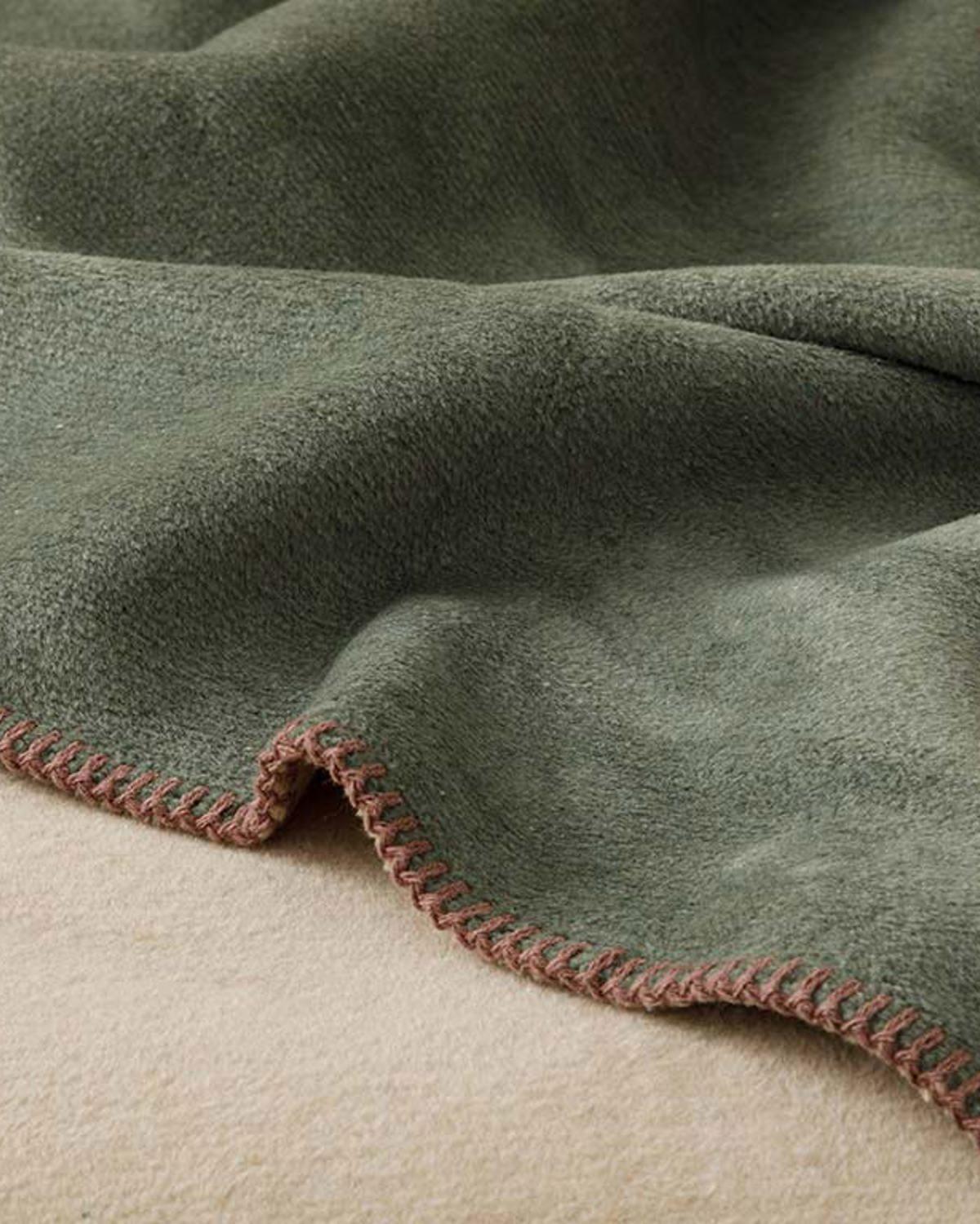 Softy Plain Double Size Blanket 200x220 cm Beige - Green