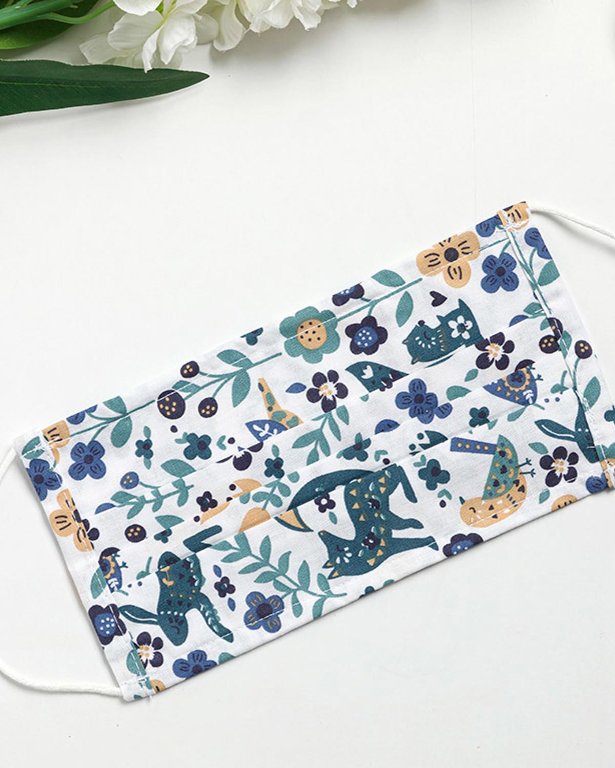 SPRING Cotton Fabric Mask 9,5x18 cm Blue
