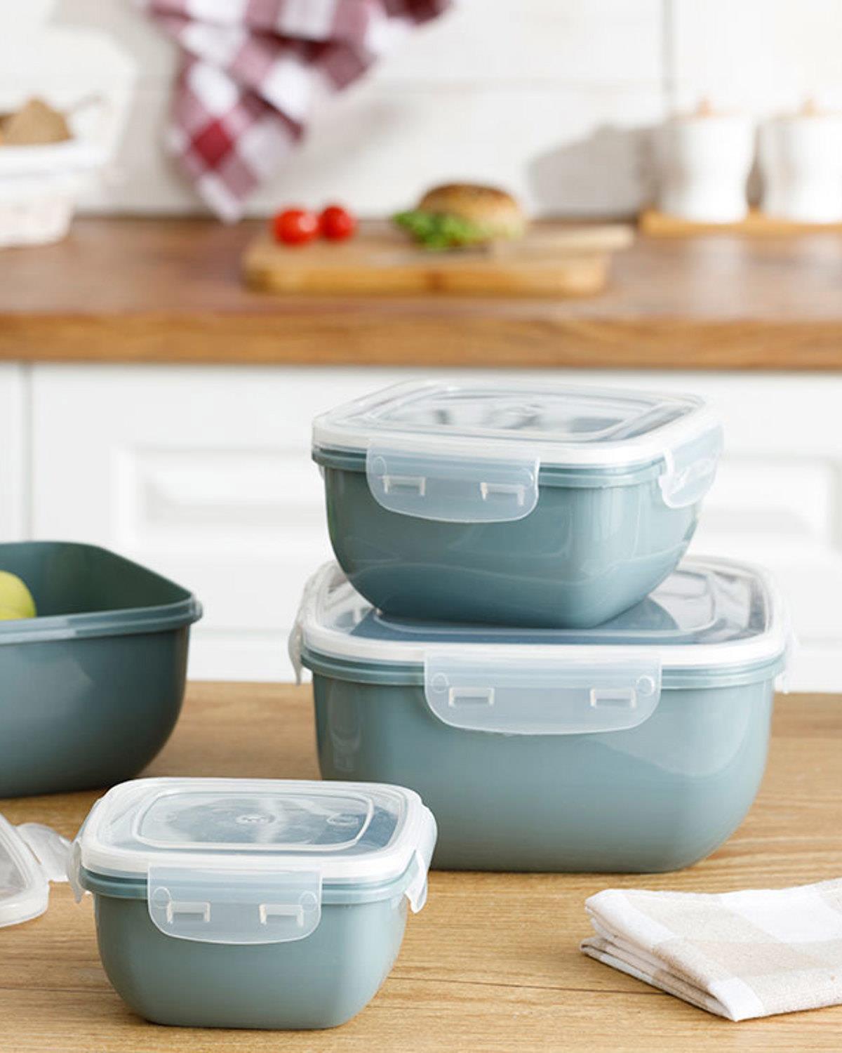 Stella Plastic Square Storage Box 500 ml Dark Celadon