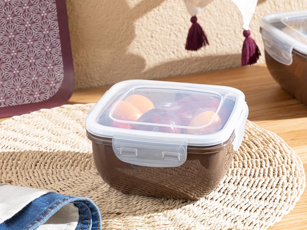 Stella Plastic Square Storage Box 900 ml Brown