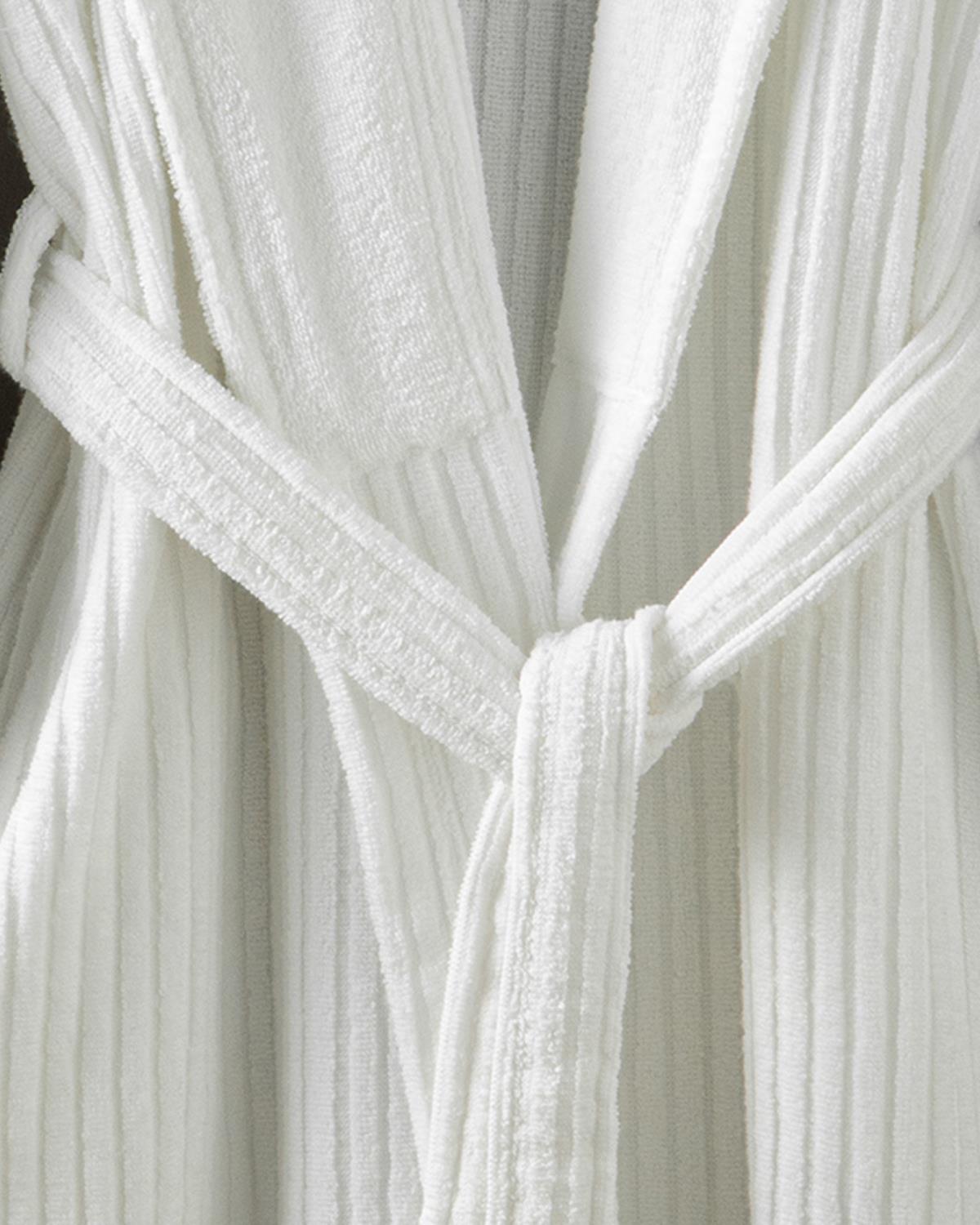 Strıpe Cotton Bathrobe L-XL White