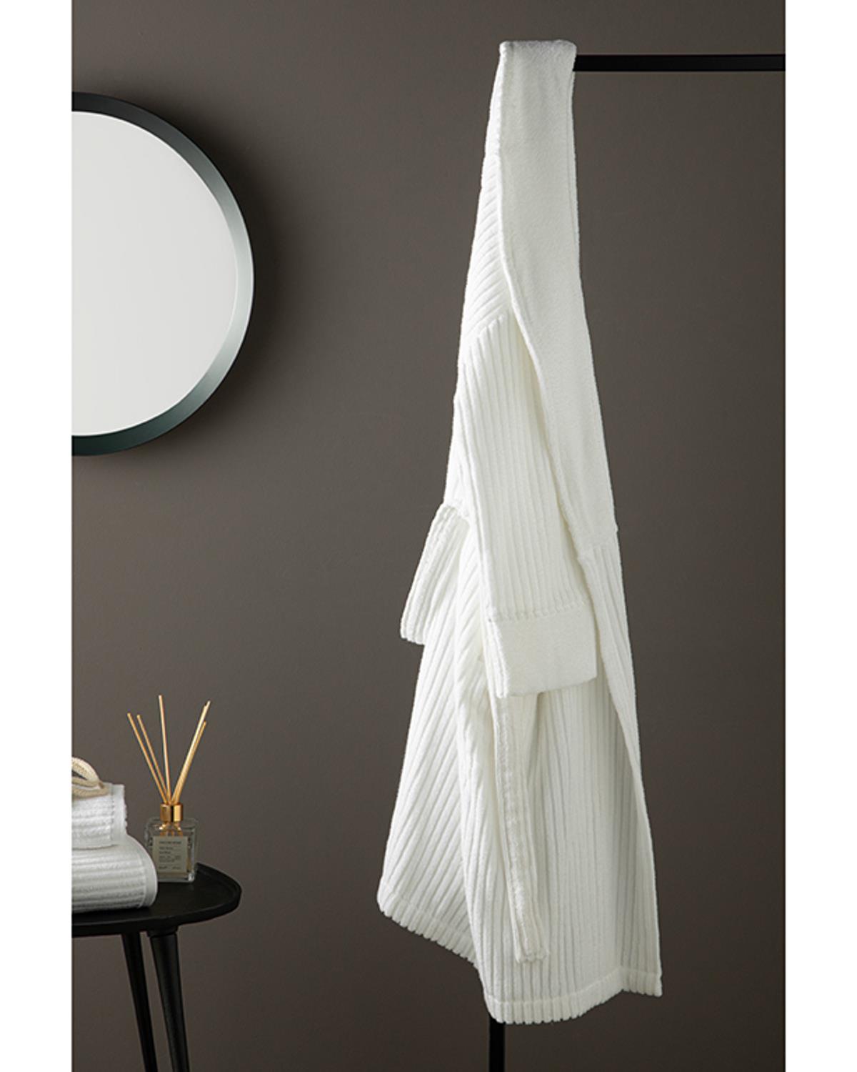 Strıpe Cotton Bathrobe L-XL White