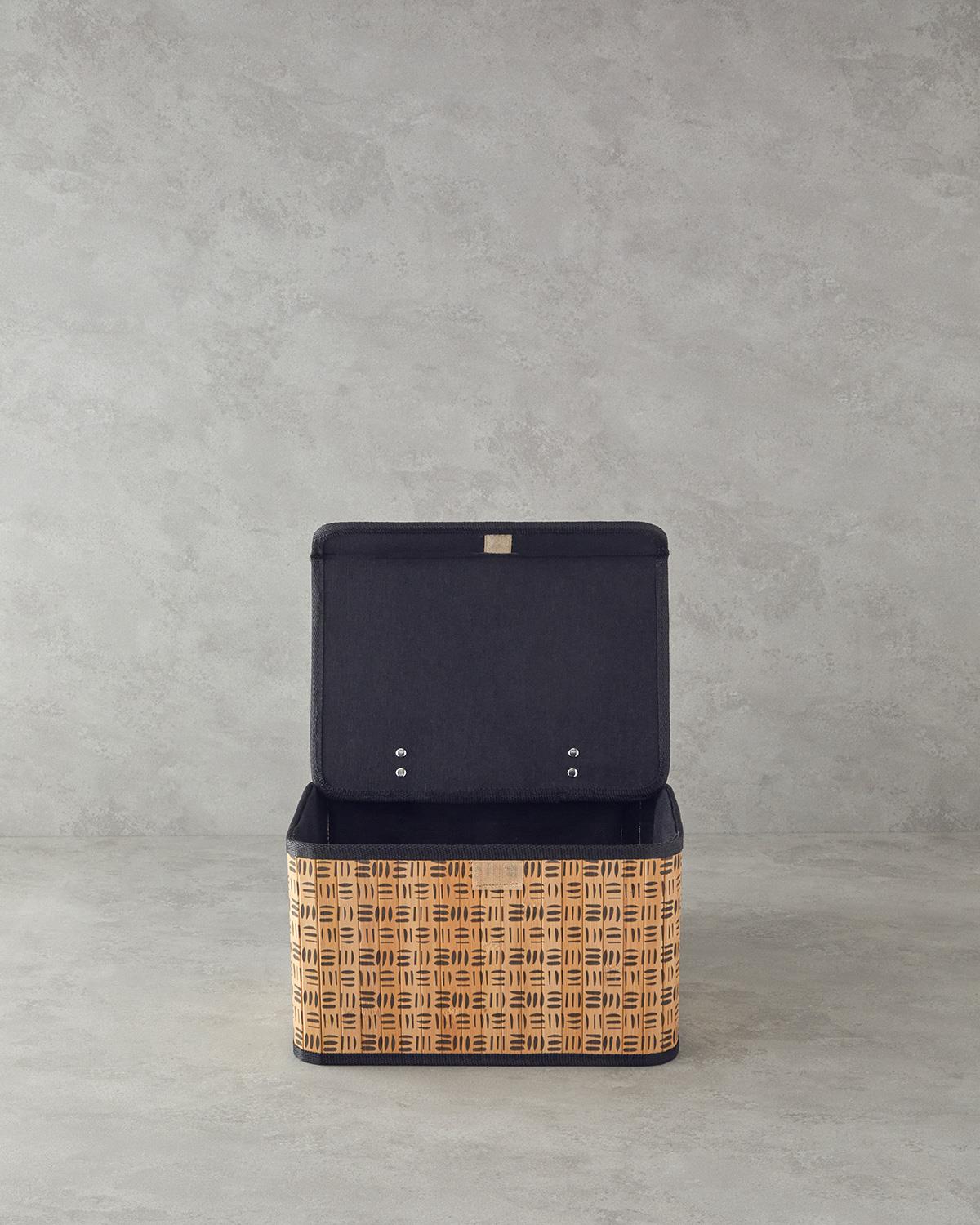 Stripy Bamboo Storage Box 33X23X20 cm Natural