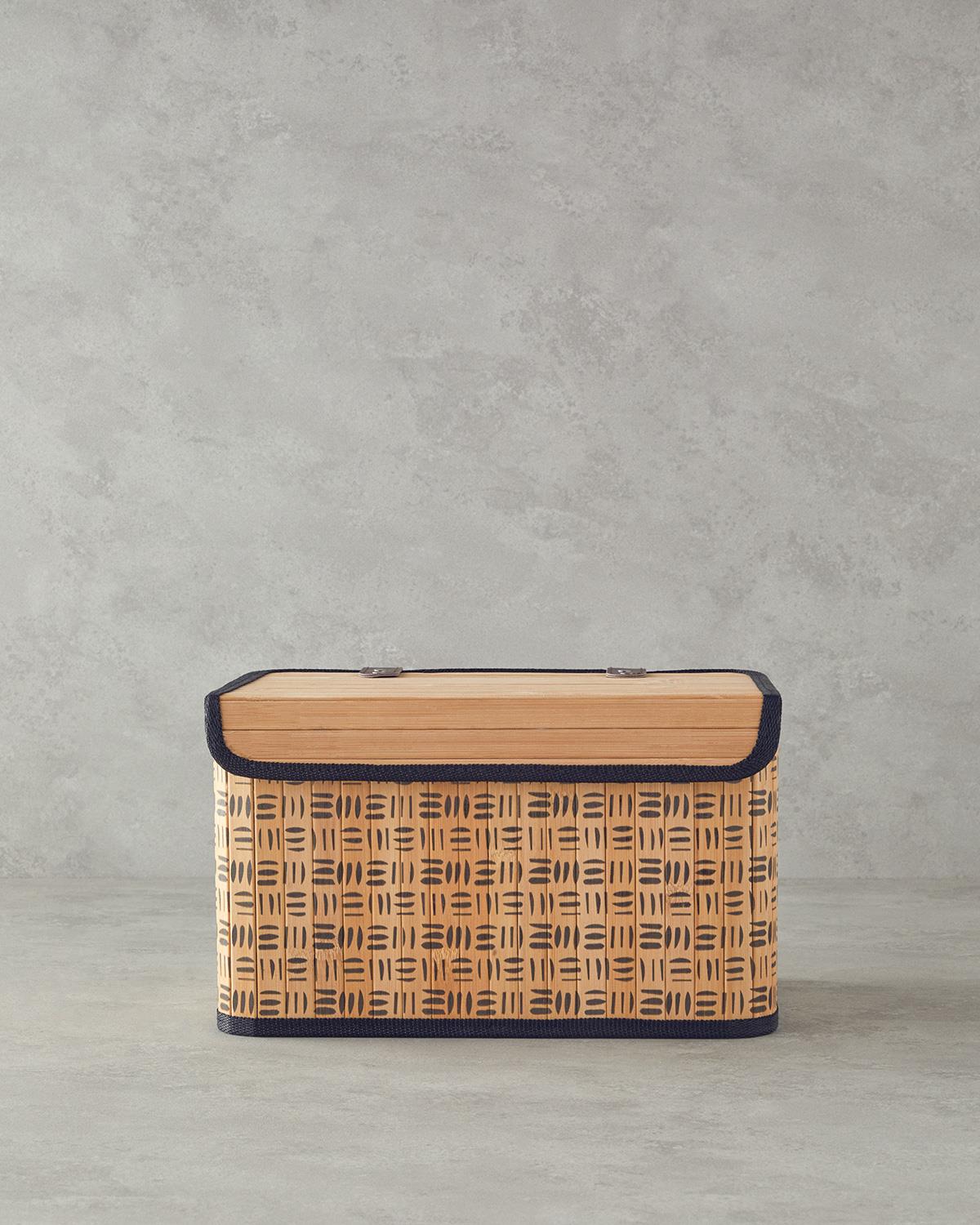 Stripy Bamboo Storage Box 33X23X20 cm Natural
