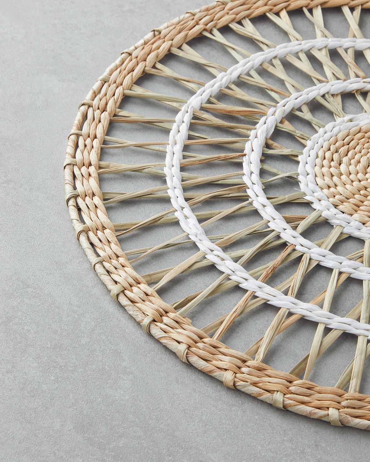 Straw Place Mat 38 cm White