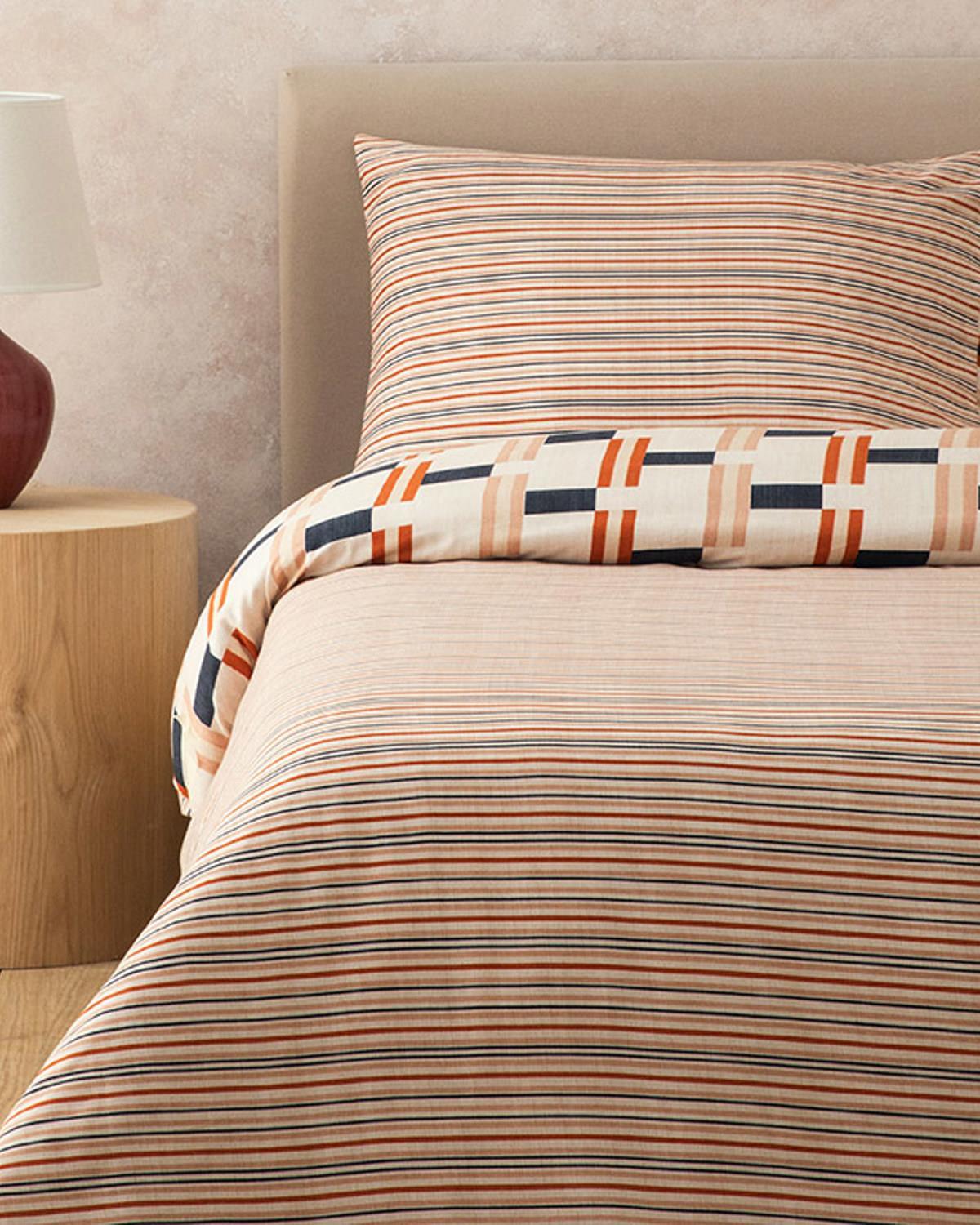 Timeline Dijital Baskılı Soft Cotton For One Person Duvet Cover Set Pack 160x220 cm Terracotta