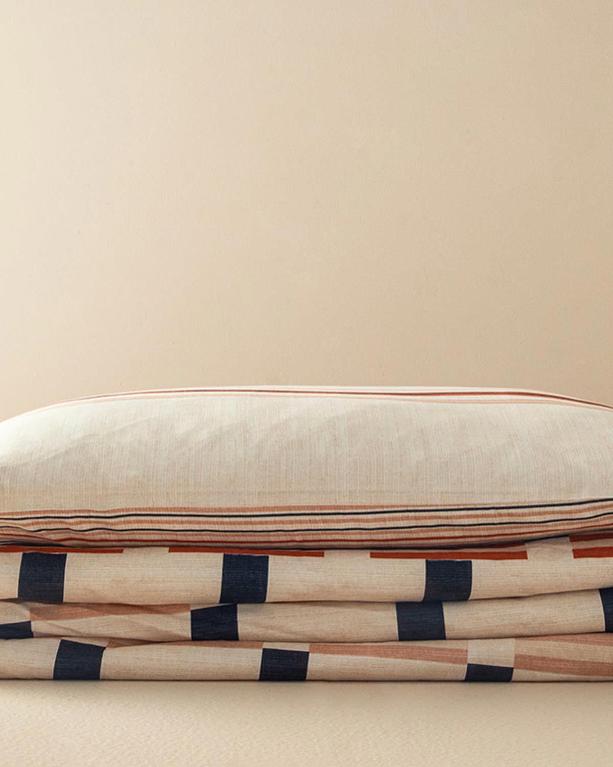 Timeline Dijital Baskılı Soft Cotton For One Person Duvet Cover Set Pack 160x220 cm Terracotta