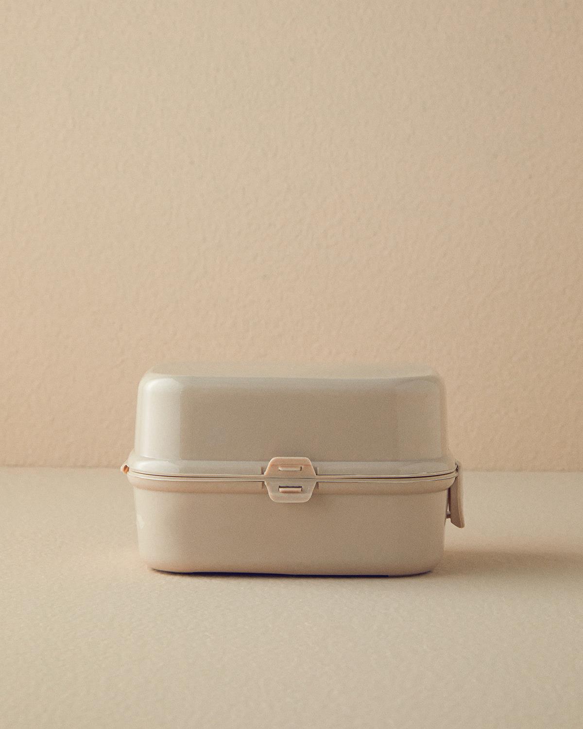 Trendy Plastic With 3 Sections Lunch Box 15x10 cm Dark Beige