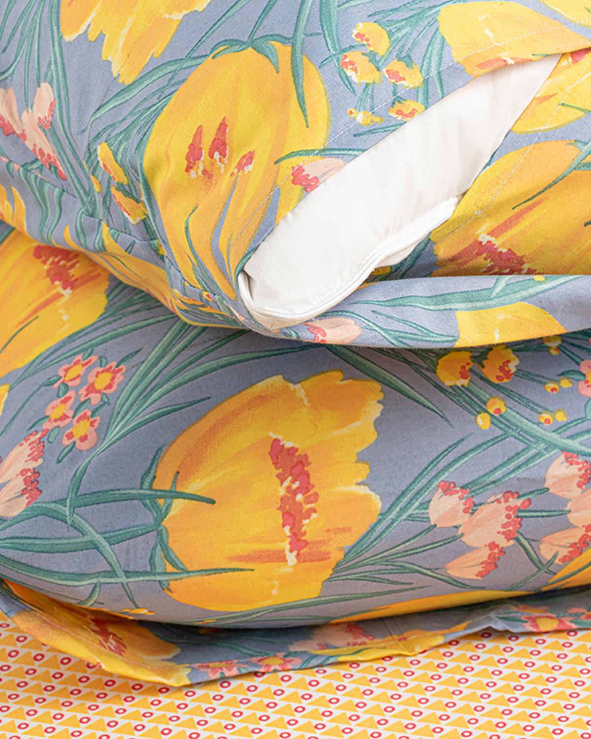 Tulip Paradise Easy to Iron 2 pcs Pillowcase 50x70 cm Blue