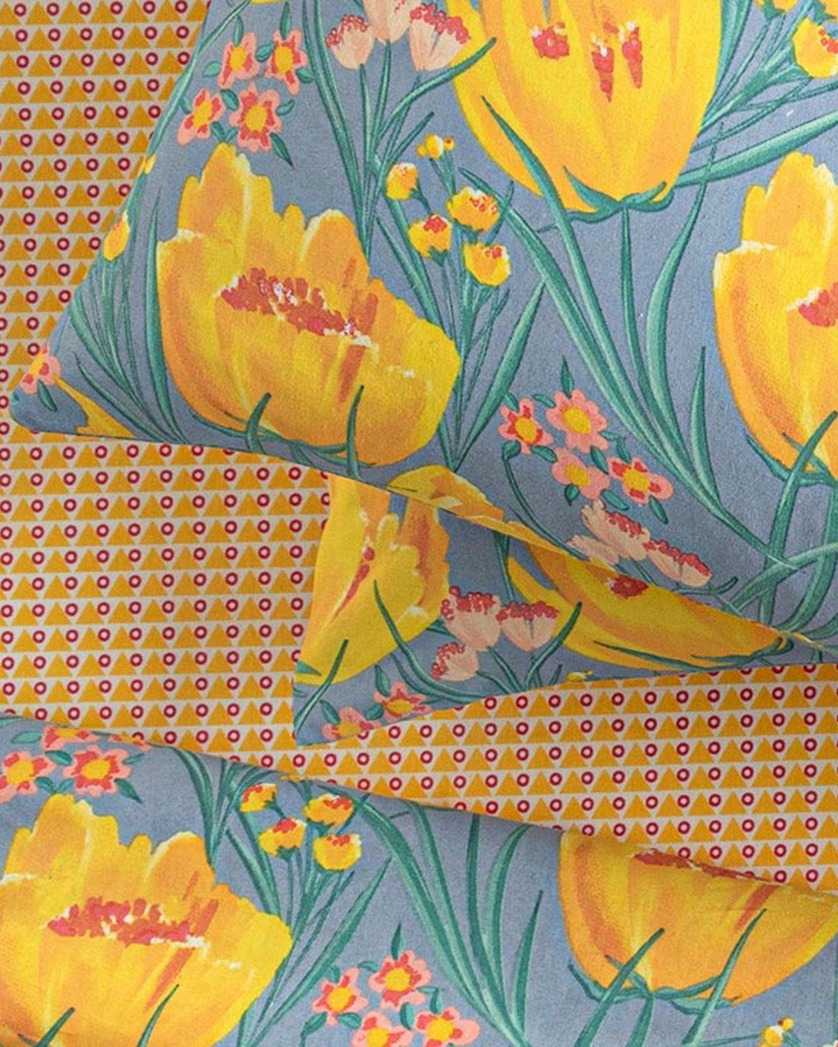 Tulip Paradise Easy to Iron 2 pcs Pillowcase 50x70 cm Blue