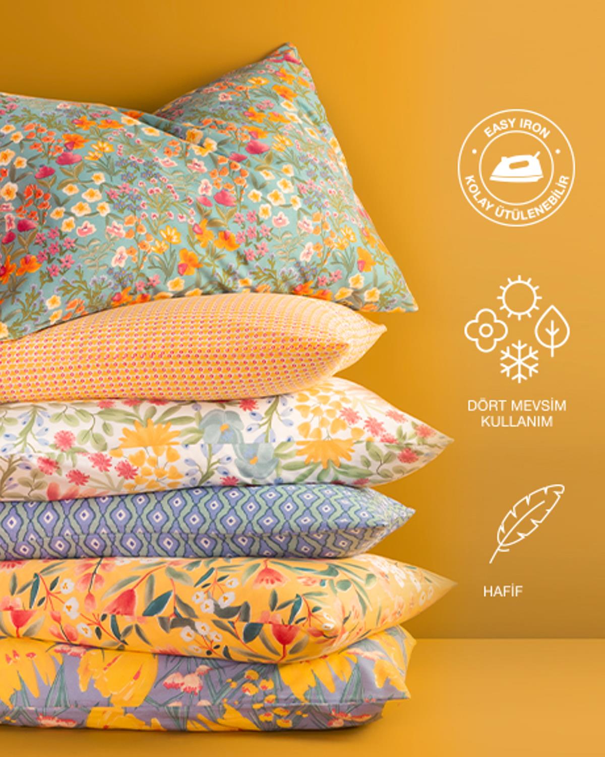 Tulip Paradise Easy to Iron 2 pcs Pillowcase 50x70 cm Blue