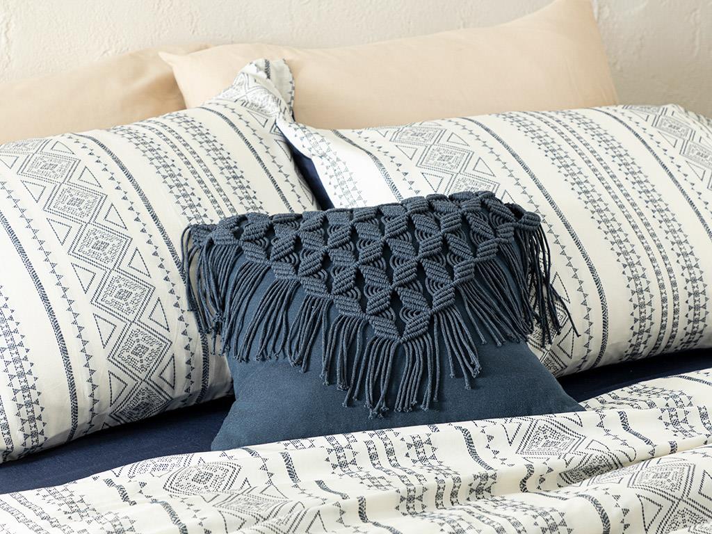 Veneto Macrame Filled Cushion 44x40 cm İndigo