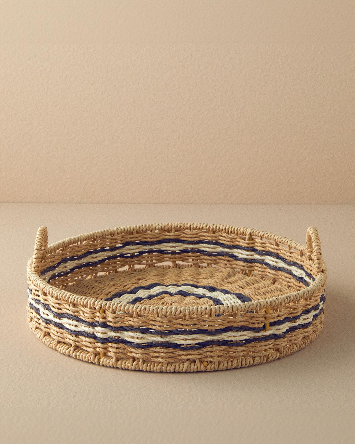 Venice Knitting Decorative Tray 30x5 cm Natural - Black